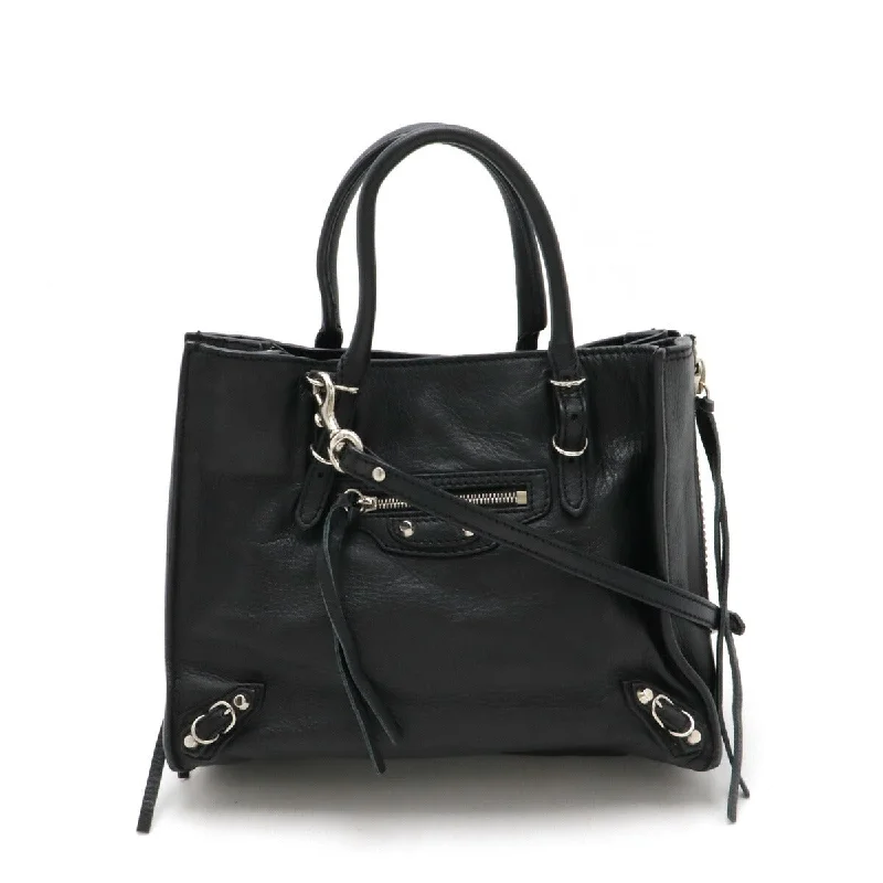 Laptop - Friendly Women's Satchels in Black and Grey for Working WomenBalenciaga Mini Paper Leather Handbag Black